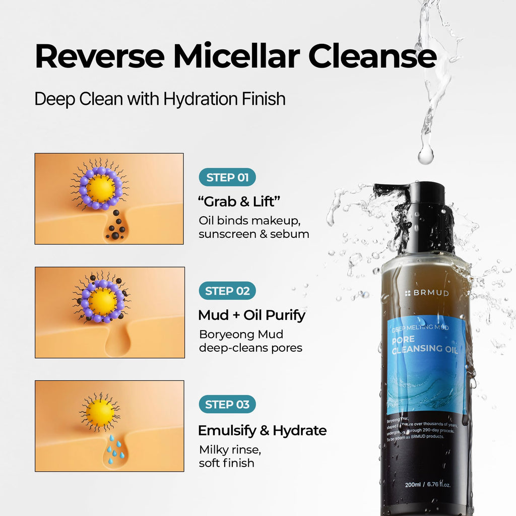 BRMUD Deep Melting Mud Pore Cleansing Oil – Boryeong Mud + 7 Fermented Oils, Vegan