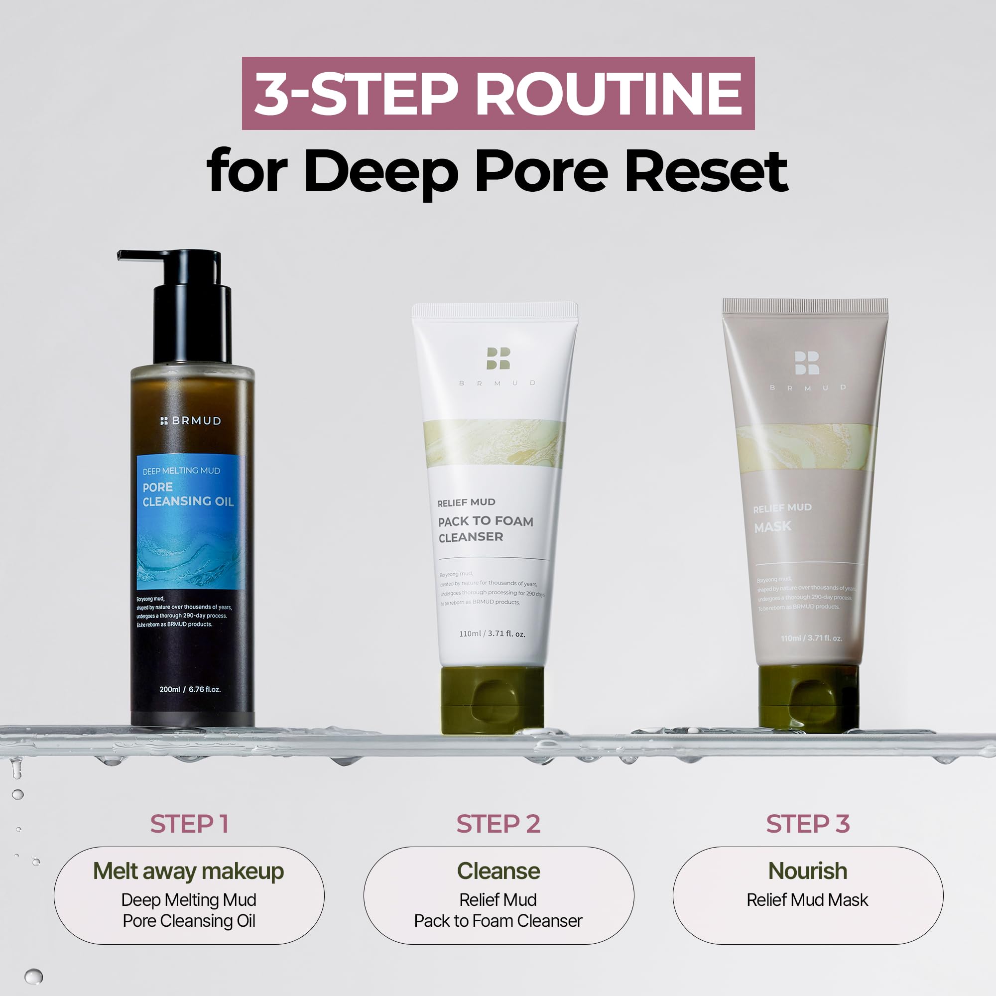 BRMUD Deep Melting Mud Pore Cleansing Oil – Boryeong Mud + 7 Fermented Oils, Vegan