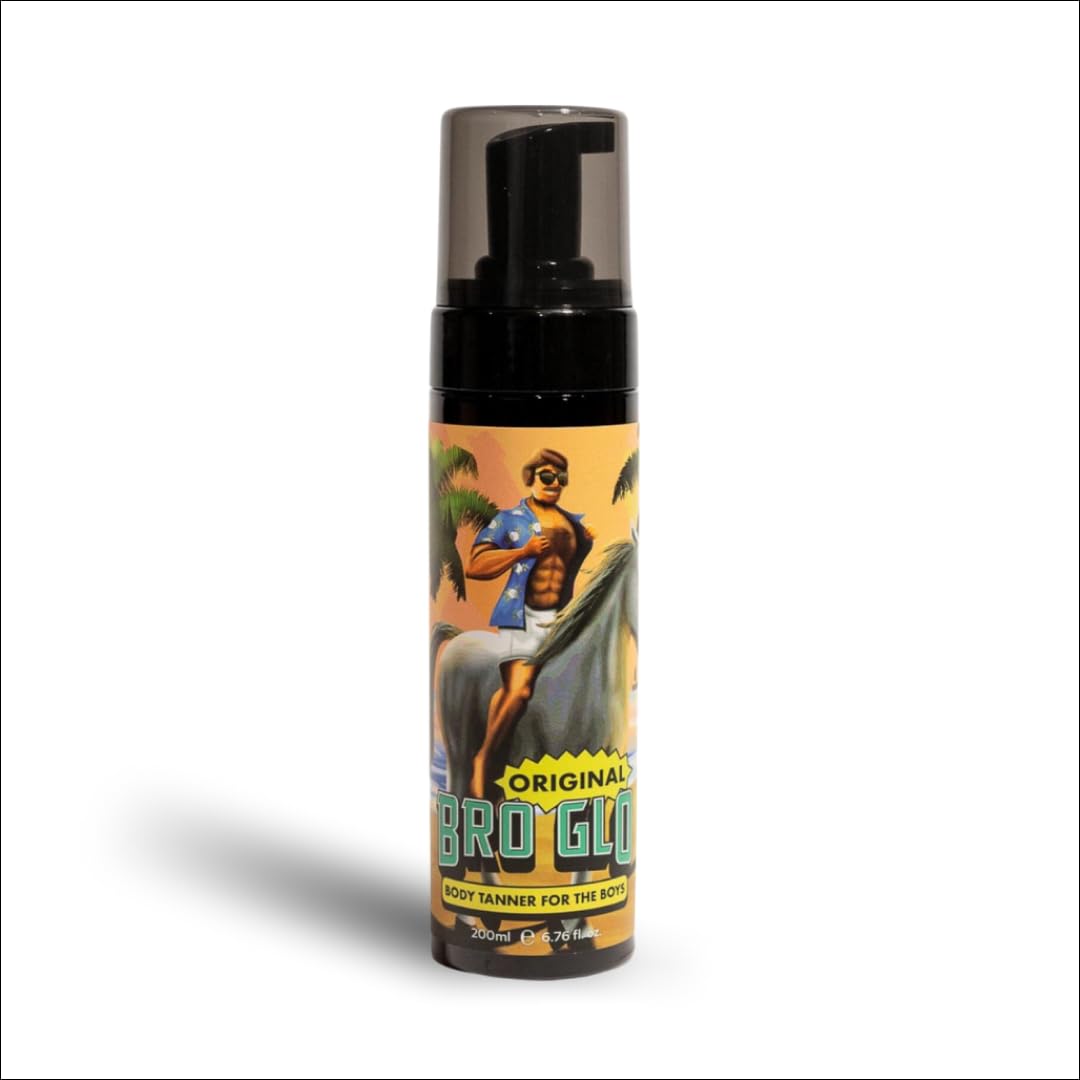 Bro Glo Self Tanner for The Boys – Quick-Apply Water-Based Foam, No Orange, Oil-Free, 6.76 fl oz