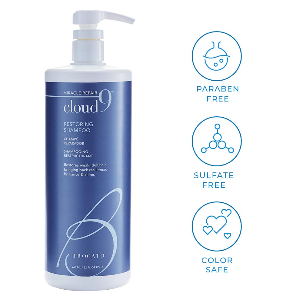 Brocato Cloud 9 Shampoo & Conditioner 32oz + Actives Shine Serum | Shine, Strength & Smoothness