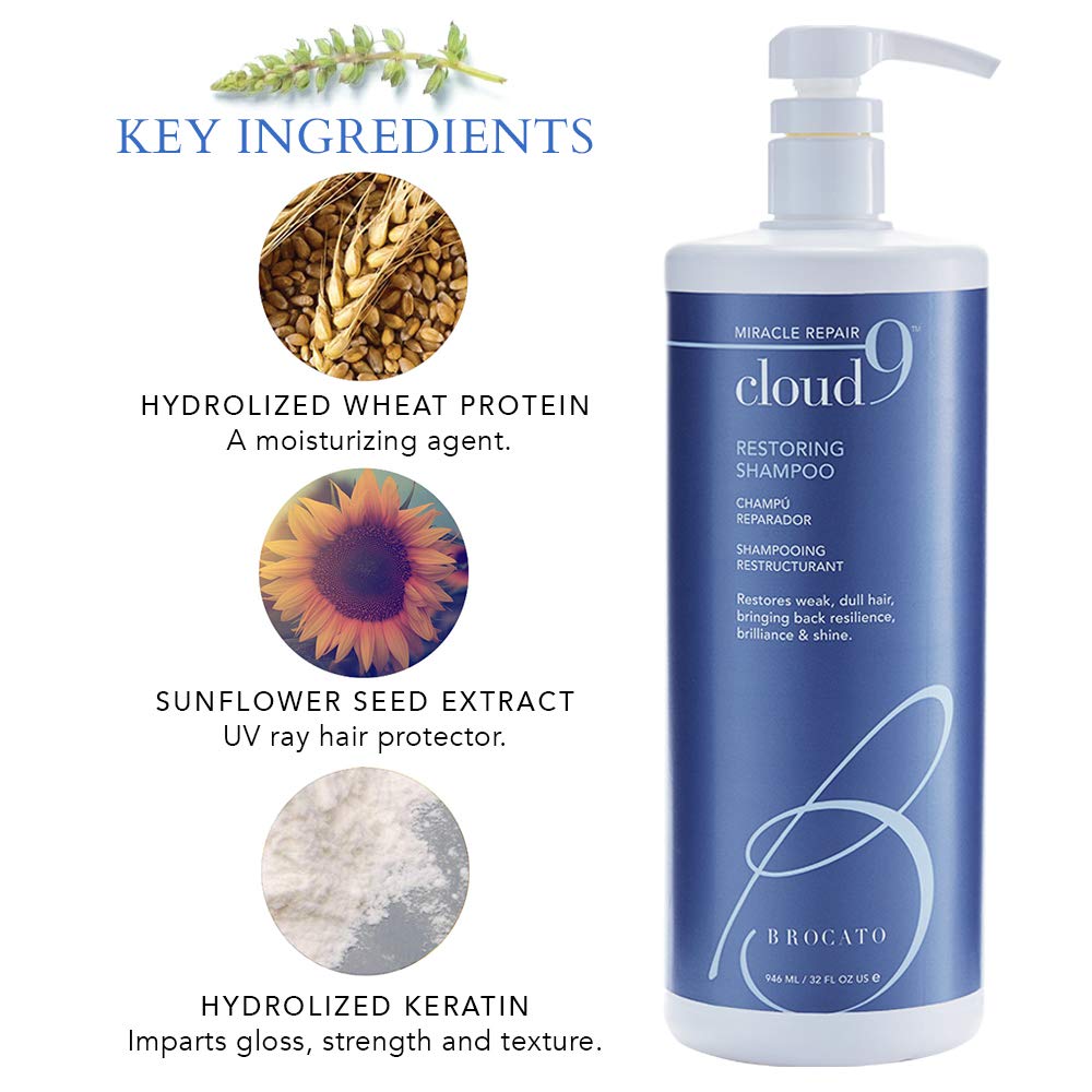 Brocato Cloud 9 Restoring Shampoo, 32 Fl Oz – Miracle Repair, Hydration & Shine
