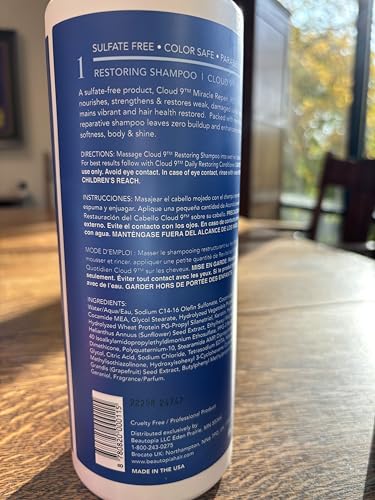Brocato Cloud 9 Restoring Shampoo, 32 Fl Oz – Miracle Repair, Hydration & Shine