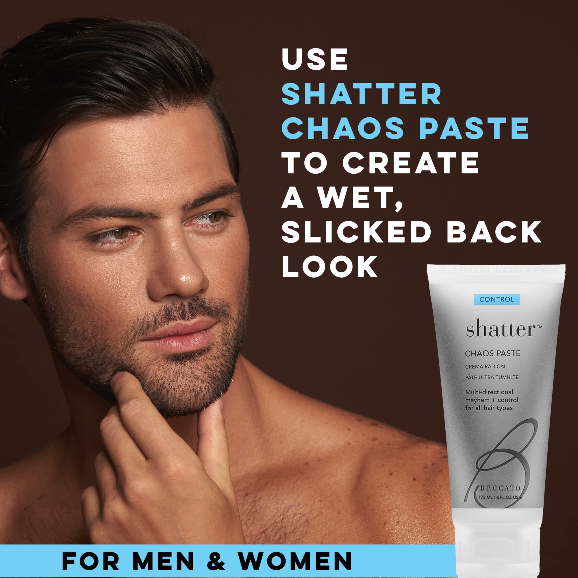 Brocato Shatter Chaos Paste, 6 Oz | Ultra-Firm Molding Paste for All Hair Types | Wet, Dry & Heat-Styled Looks