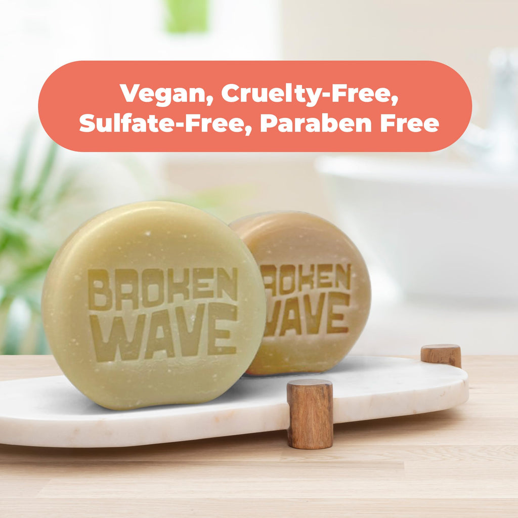 Broken Wave Natural Bar Soap for Women and Men | Hydrating, Vegan, Cruelty-Free Coconut Lemongrass & Papaya | Plastic-Free, Sulfate & Paraben Free | 2-Pack