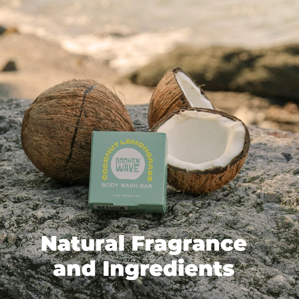 Broken Wave Natural Bar Soap for Women and Men | Hydrating, Vegan, Cruelty-Free Coconut Lemongrass & Papaya | Plastic-Free, Sulfate & Paraben Free | 2-Pack
