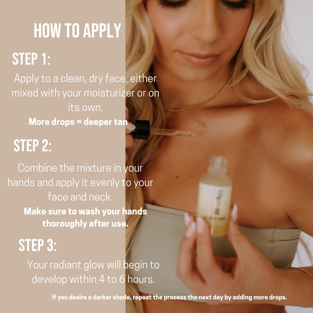 Bronze Cactus Glowing Drops – Mix-in Self Tanner with Vitamins B & E & Hyaluronic Acid | Vegan, Quick-Dry Sunless Glow for Face & Body