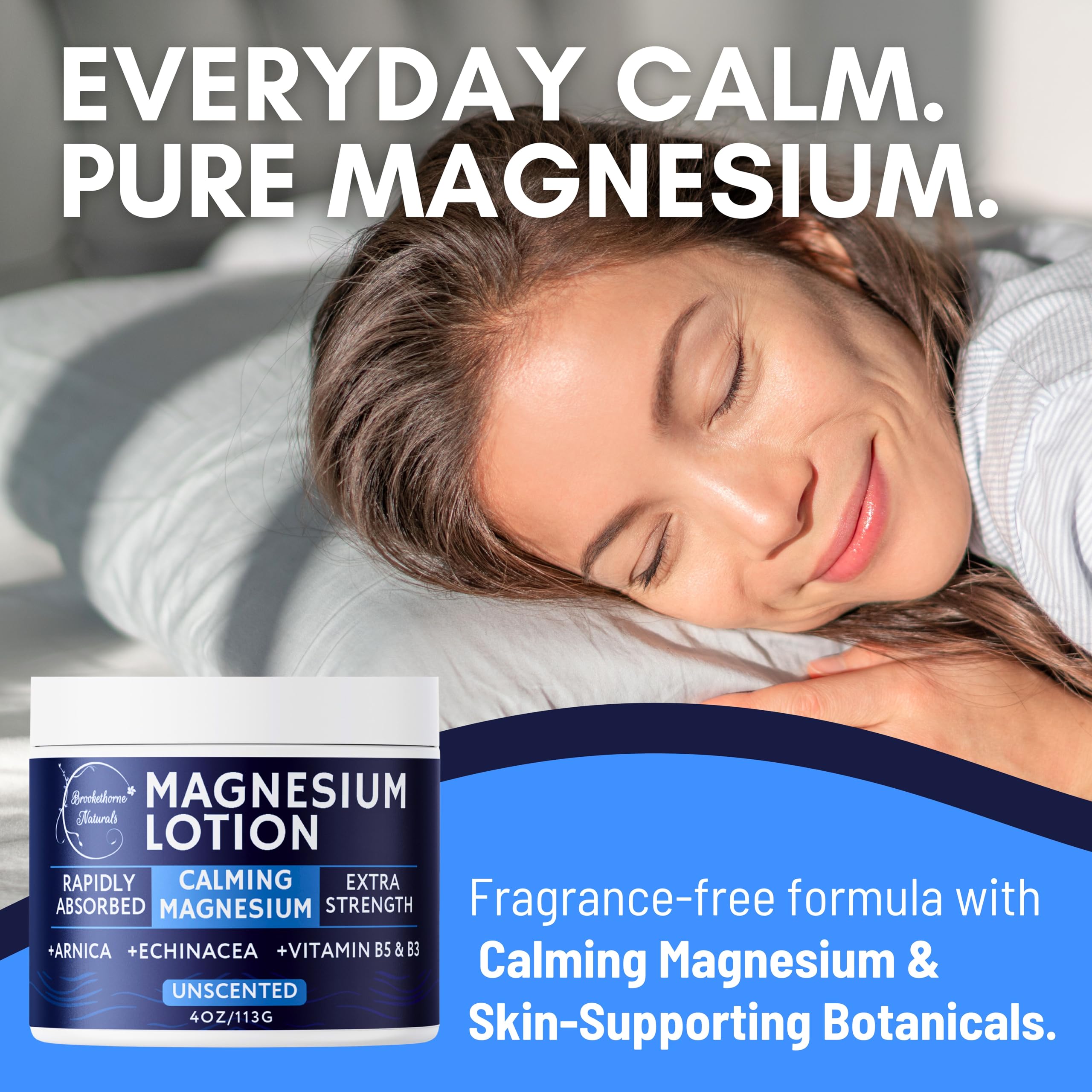 Calming Magnesium Lotion | Brookethorne Naturals – Fragrance-Free, Arnica & Echinacea, 4oz