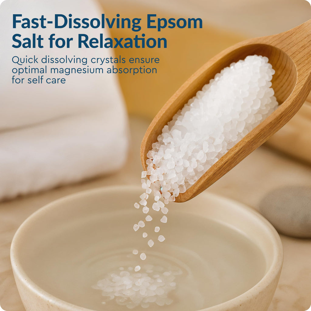 Brookstone 5 lb Epsom Salt Bulk Bag – Premium USP Magnesium Sulfate, Medium Grain, Unscented Bath Salt for Soak, Foot Care, and Home Use