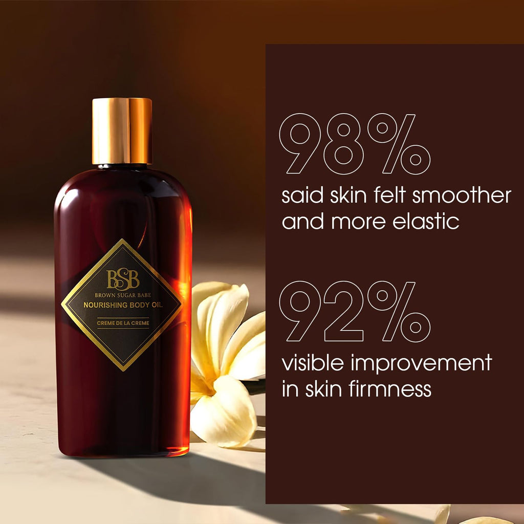 Brown Sugar Babe Creme de la Creme Body Oil – Jasmine & Vanilla Perfume Oils, Nourishing Scented Oil, Paraben Free, Made in USA
