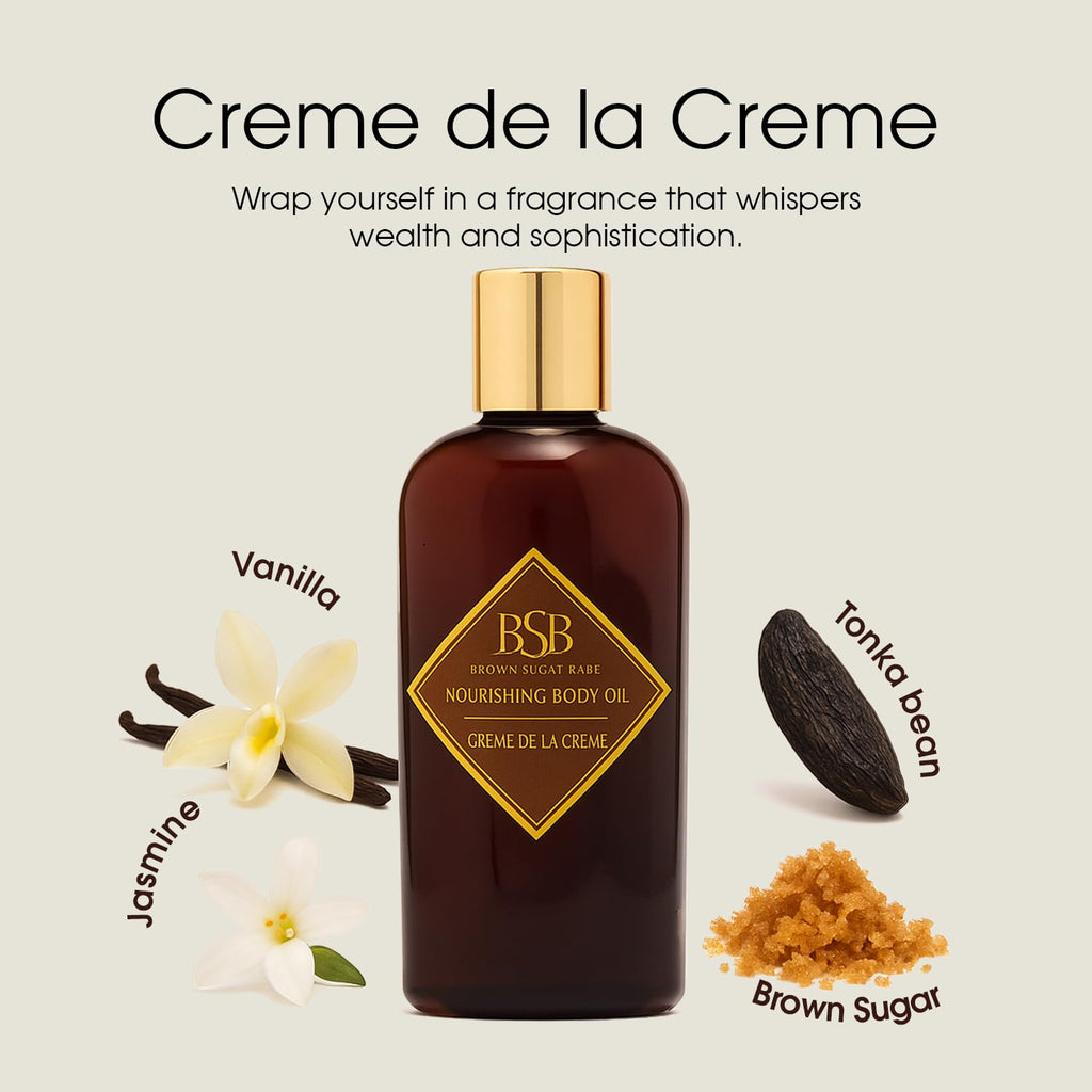 Brown Sugar Babe Creme de la Creme Body Oil – Jasmine & Vanilla Perfume Oils, Nourishing Scented Oil, Paraben Free, Made in USA
