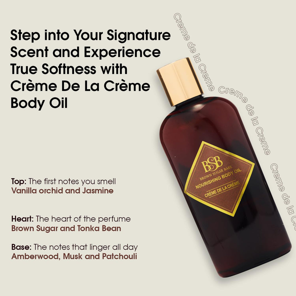 Brown Sugar Babe Creme de la Creme Body Oil – Jasmine & Vanilla Perfume Oils, Nourishing Scented Oil, Paraben Free, Made in USA