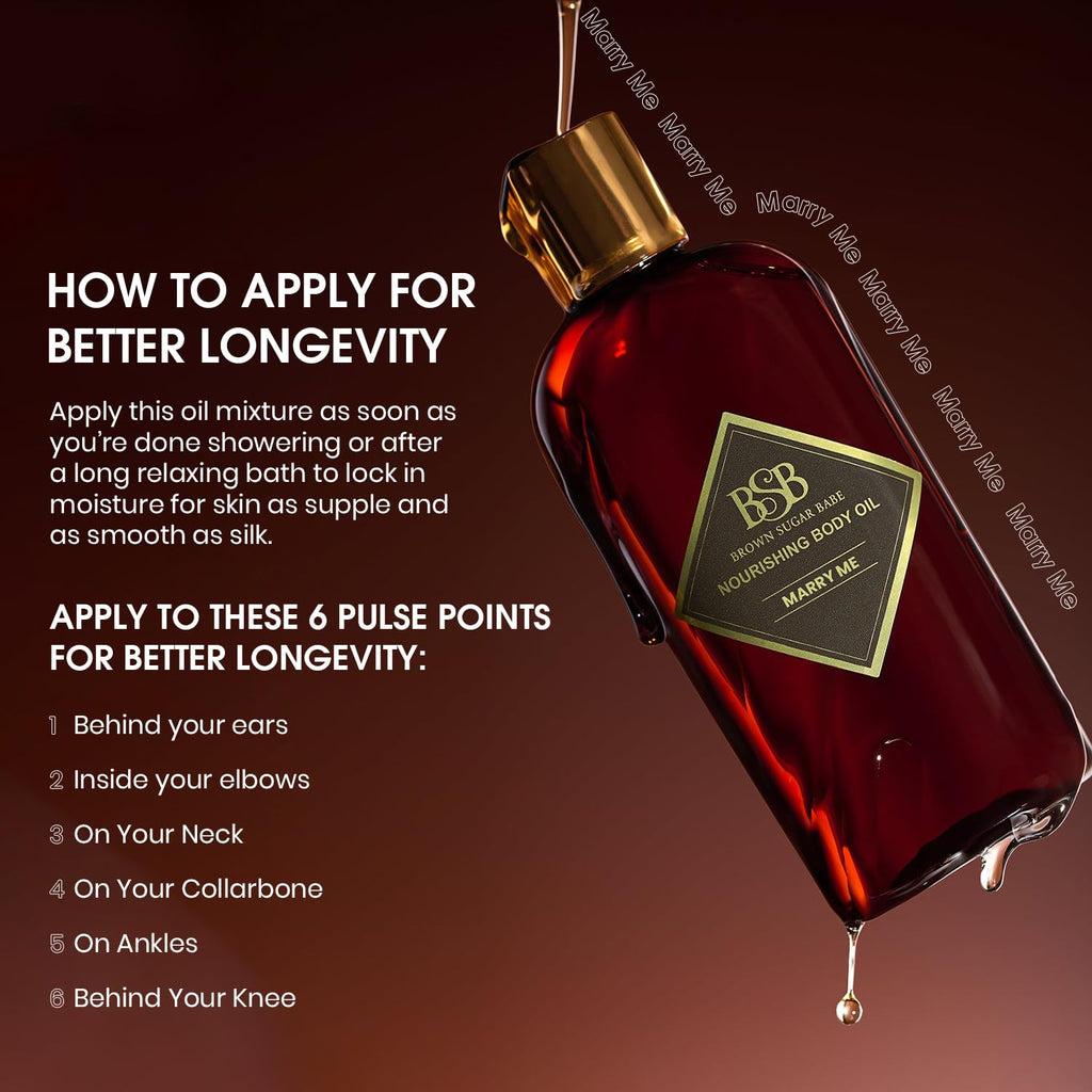 Brown Sugar Babe Marry Me Body Oil – Black Currant & Freesia, Paraben Free, Made in USA