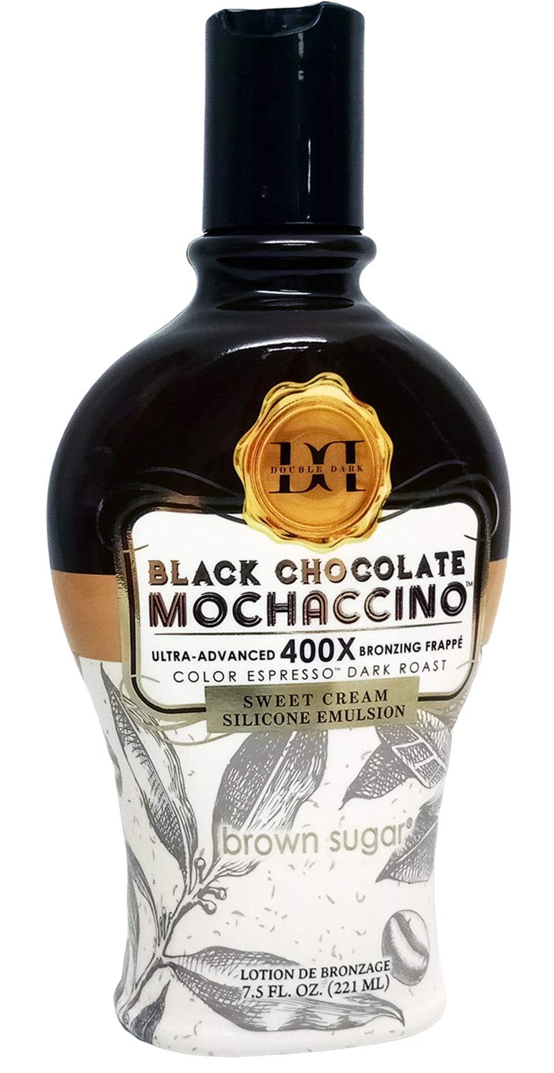 Brown Sugar Black Chocolate Double Dark Mochaccino 400X Bronzer – Ultra Dark Tanning Lotion, Cocoa & Coffee, 7.5oz
