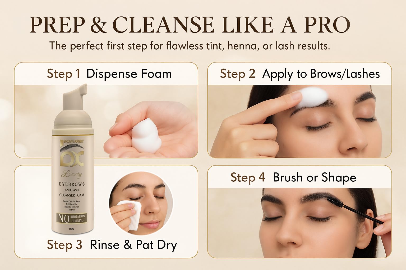 Brows Xpert Clarifying Brow Foam – Gentle Oil-Free Makeup Remover for Sensitive Skin