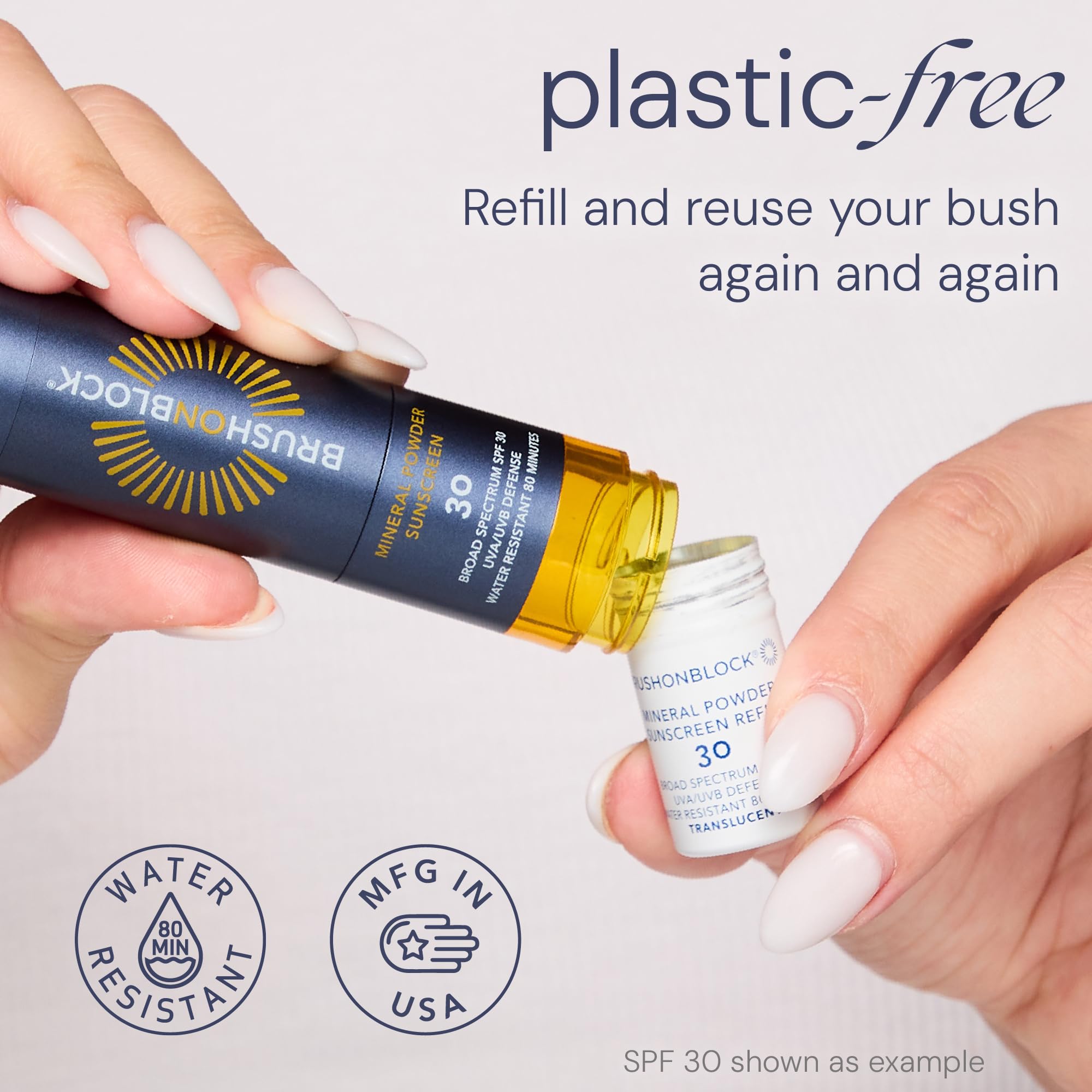 Brush On Block Mineral Sunscreen Powder Refill — SPF 50, Reef-Friendly, Sensitive Skin