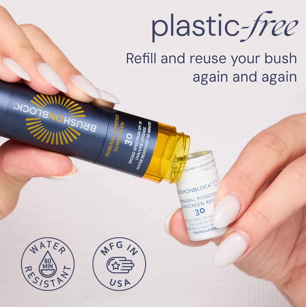 Brush On Block Mineral Sunscreen Powder Refill SPF 30 — Natural, Reef-Friendly, Sensitive Skin Safe