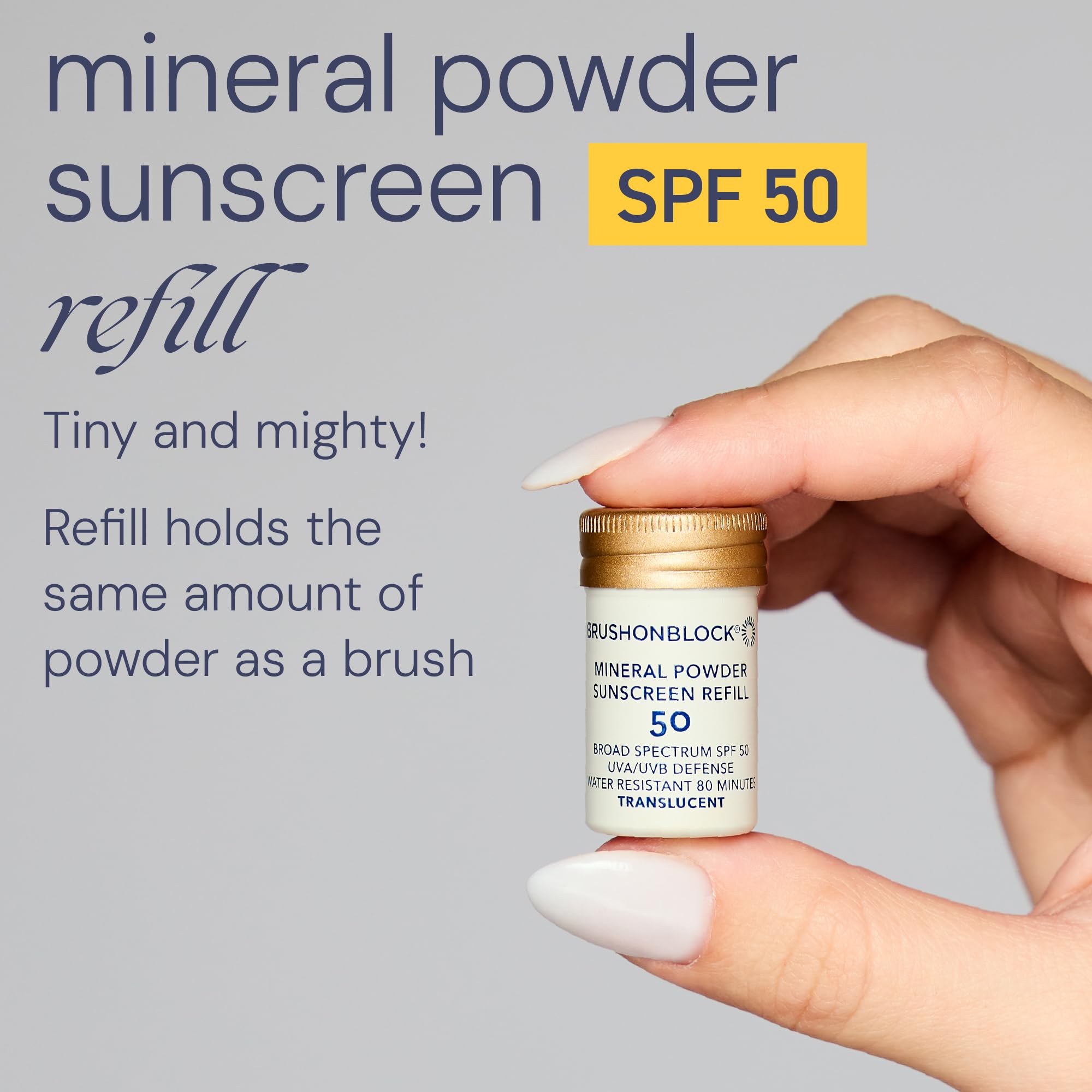 Brush On Block Mineral Sunscreen Powder Refill — SPF 50, Reef-Friendly, Sensitive Skin