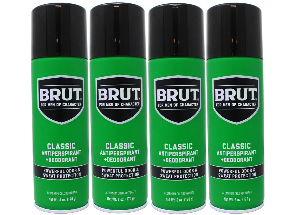 BRUT Classic 6oz Anti-Perspirant Deodorant Spray — Pack of 4 | 24-Hour Odor and Wetness Protection