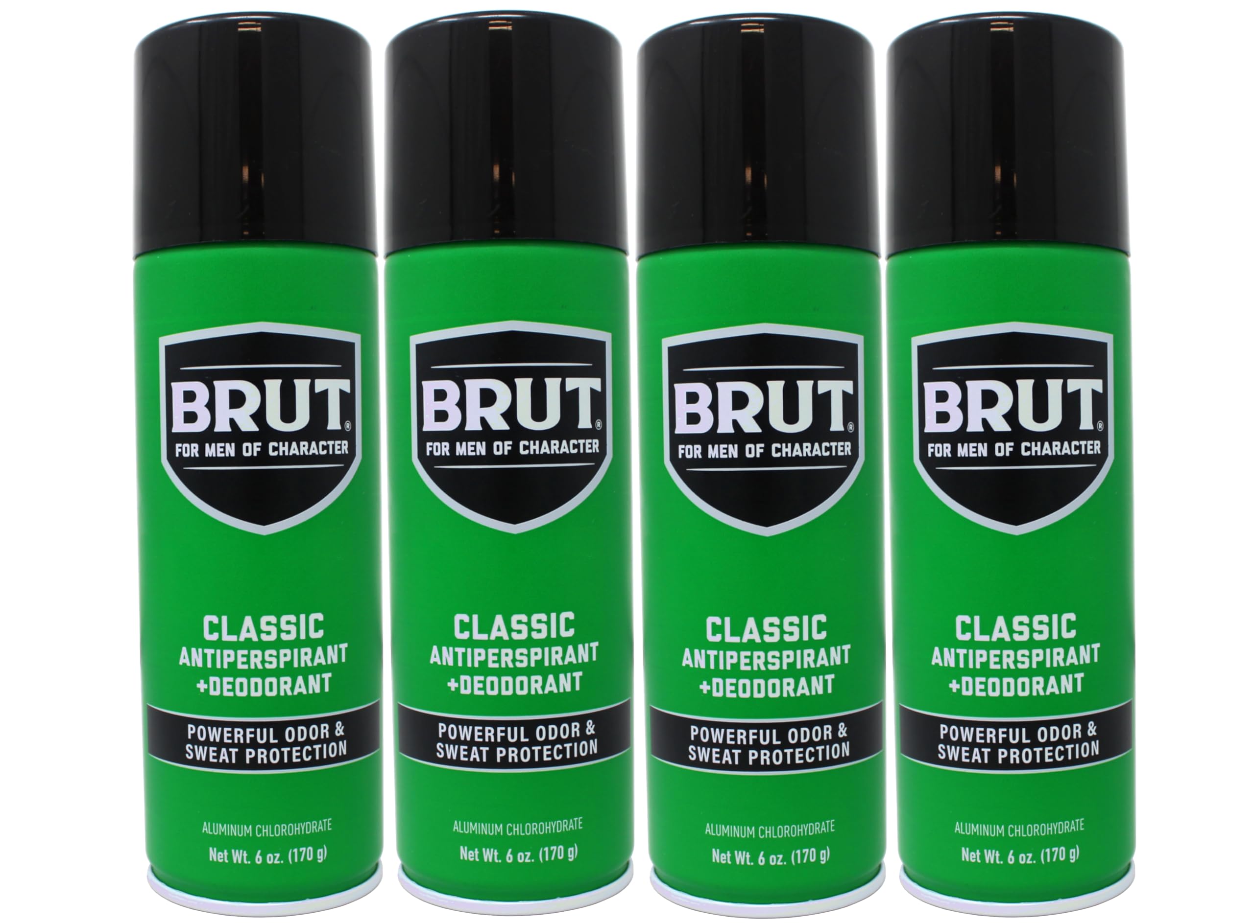 BRUT Classic 6oz Anti-Perspirant Deodorant Spray — Pack of 4 | 24-Hour Odor and Wetness Protection