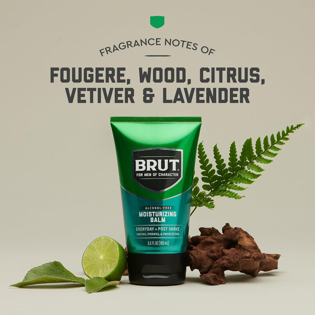 Brut Moisturizing Balm – Lightweight, Grease-Free Aftershave Moisturizer for Men (3.5 oz)