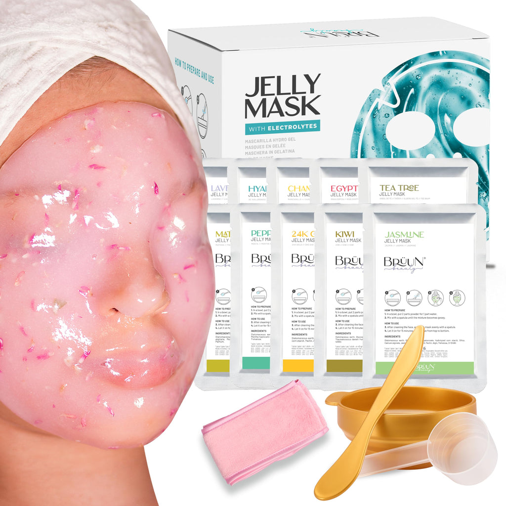BRÜUN Peel-Off Jelly Mask Spa Set – Premium Rubber Mask (9 Varieties) for At-Home Facial