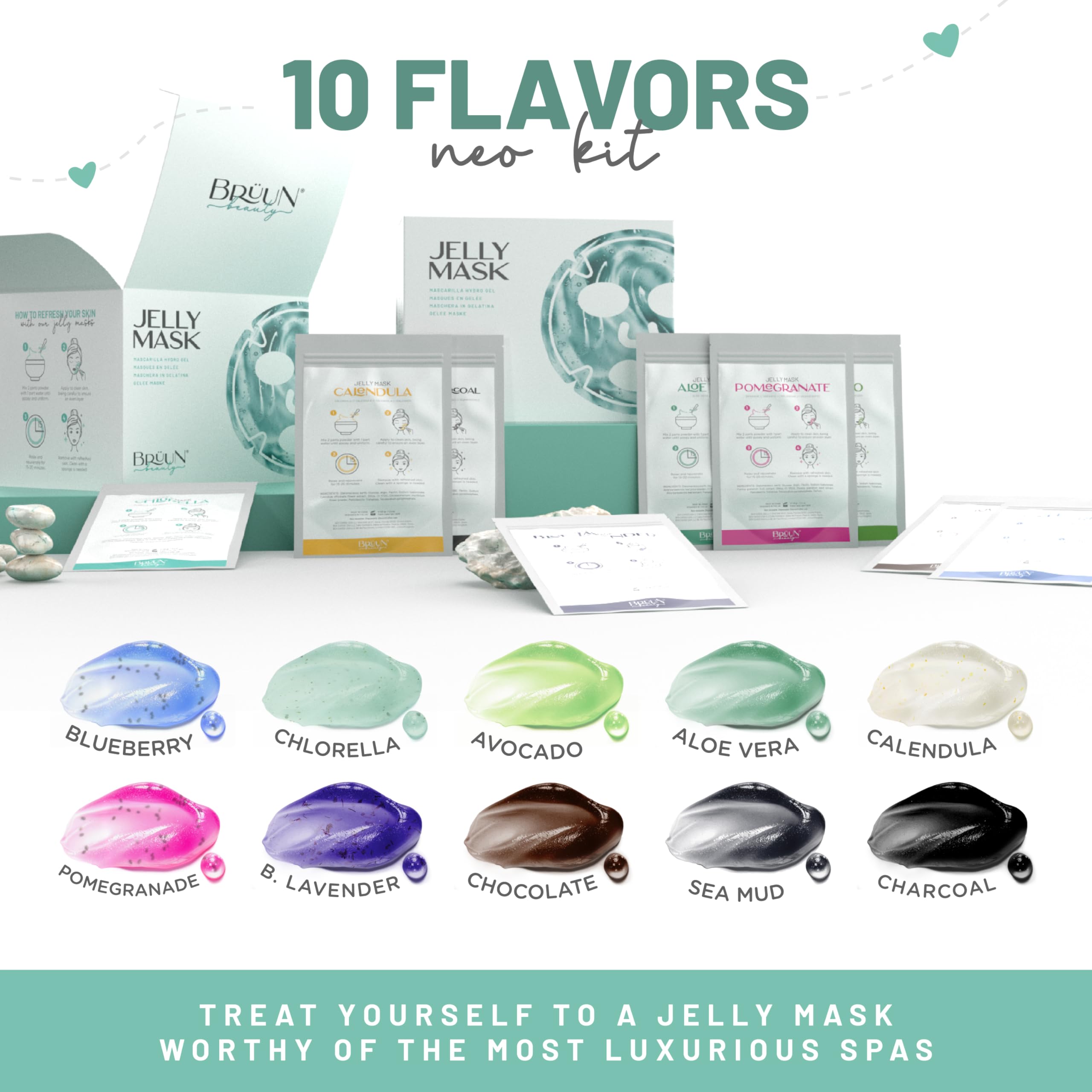 BRÜUN Peel-Off Jelly Mask NEO Set – 10 Treatments (Chocolate, Aloe Vera, Avocado & More)