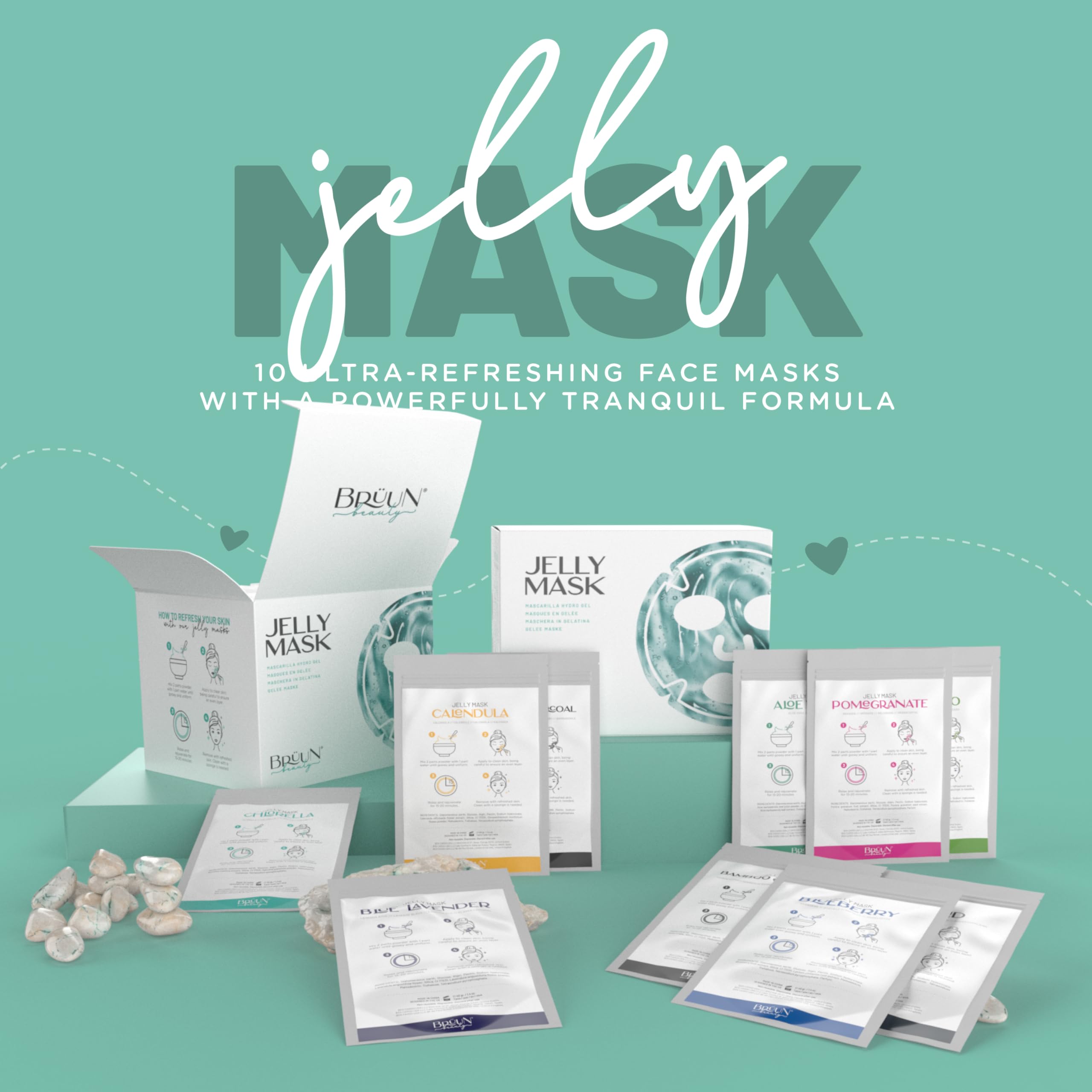 BRÜUN Peel-Off Jelly Mask NEO Set – 10 Treatments (Chocolate, Aloe Vera, Avocado & More)