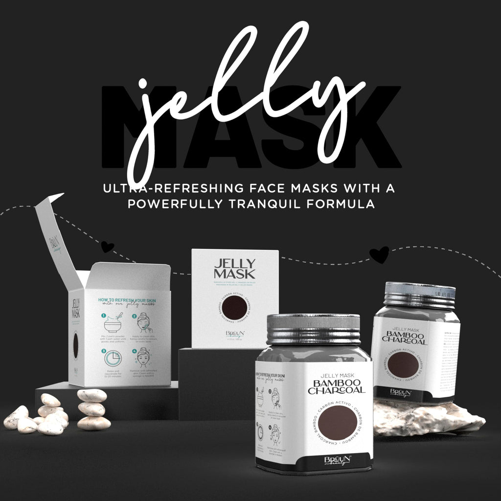 BRÜUN Jelly Mask Jar Bamboo Charcoal Peel-Off | 23 oz Spa Set for Full-Face Care
