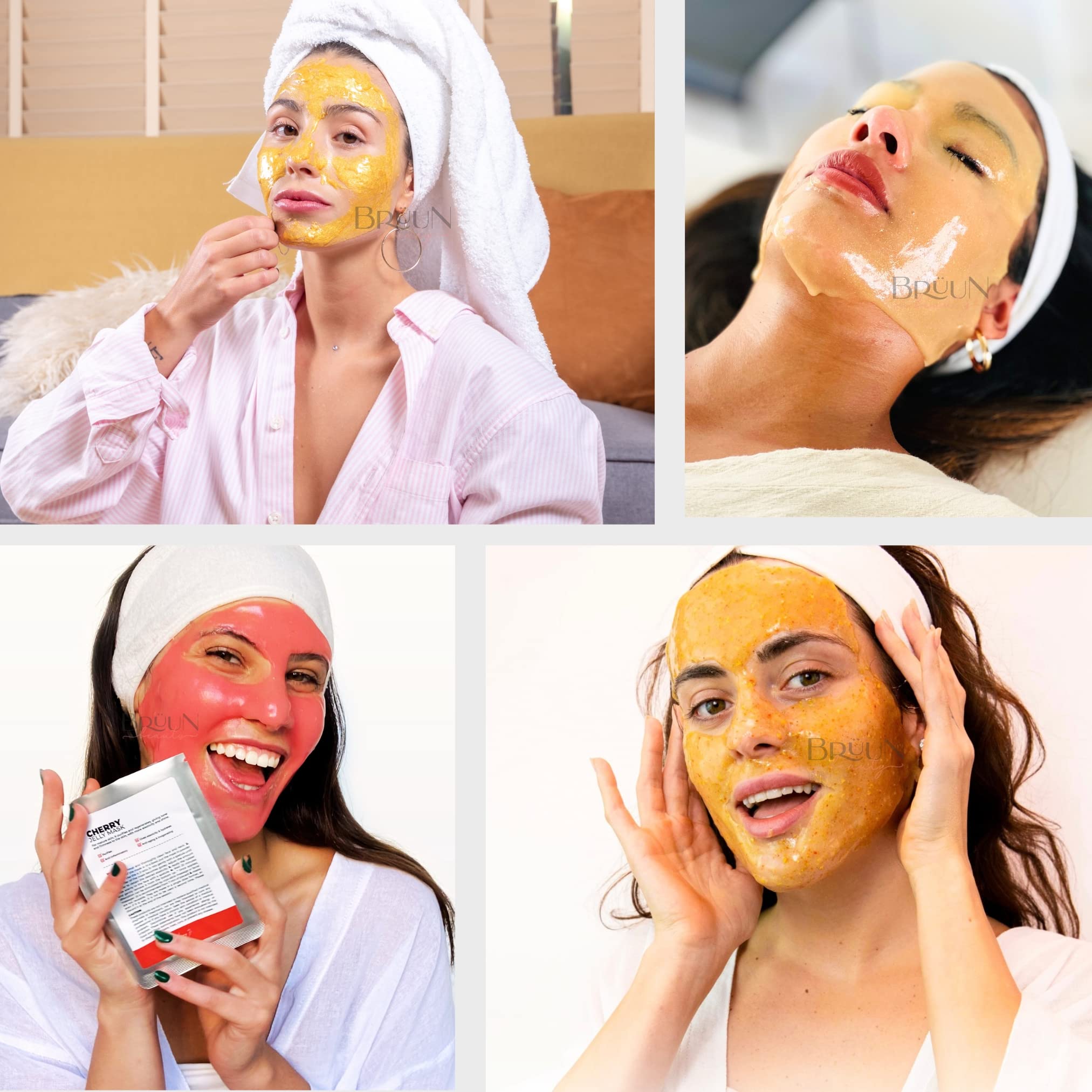 BRÜUN Peel-Off Jelly Mask Spa Set – Premium Rubber Mask (9 Varieties) for At-Home Facial