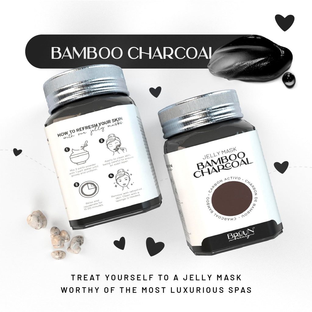 BRÜUN Jelly Mask Jar Bamboo Charcoal Peel-Off | 23 oz Spa Set for Full-Face Care