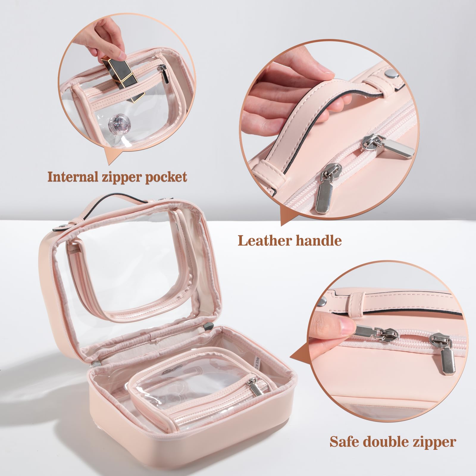 BS-MALL Travel Toiletry Bag - Premium Large Capacity, Multiple Compartments, Durable Pink Design