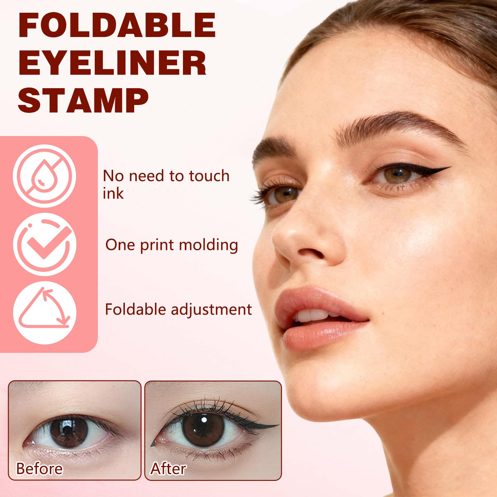 BSMAX 2Pcs Foldable Eyeliner Stamp Pen – Double-Ended Winged Eyeliners, Brown