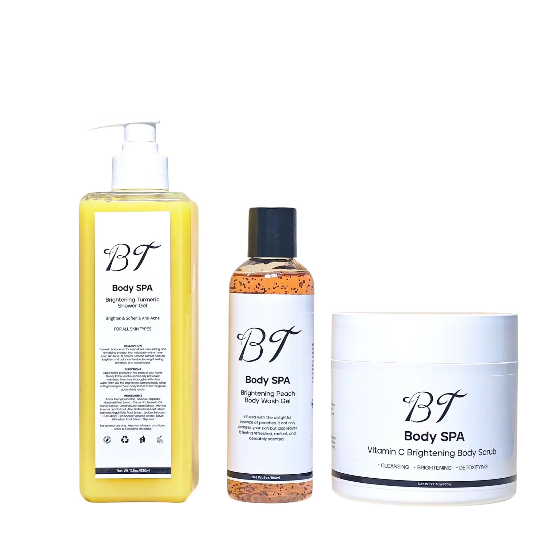 BT Body Spa Exfoliating Body Scrub Set – Vitamin C, Peach & Turmeric for Smoother, Glowing Skin