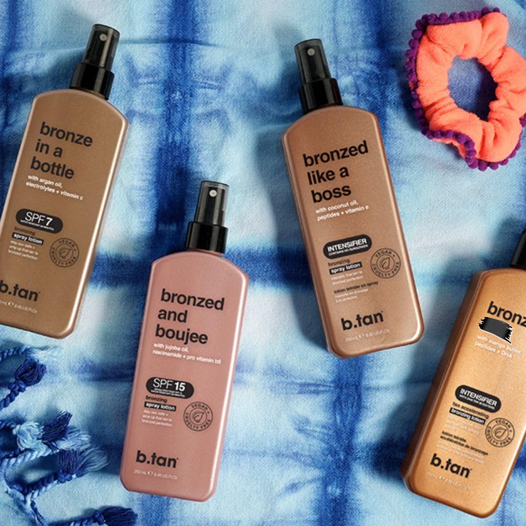 b.tan Tanning Oil & UV Tan Bed Lotion Kit | Fast, Dark Sun Tanner Bundle – No Suntan Protection