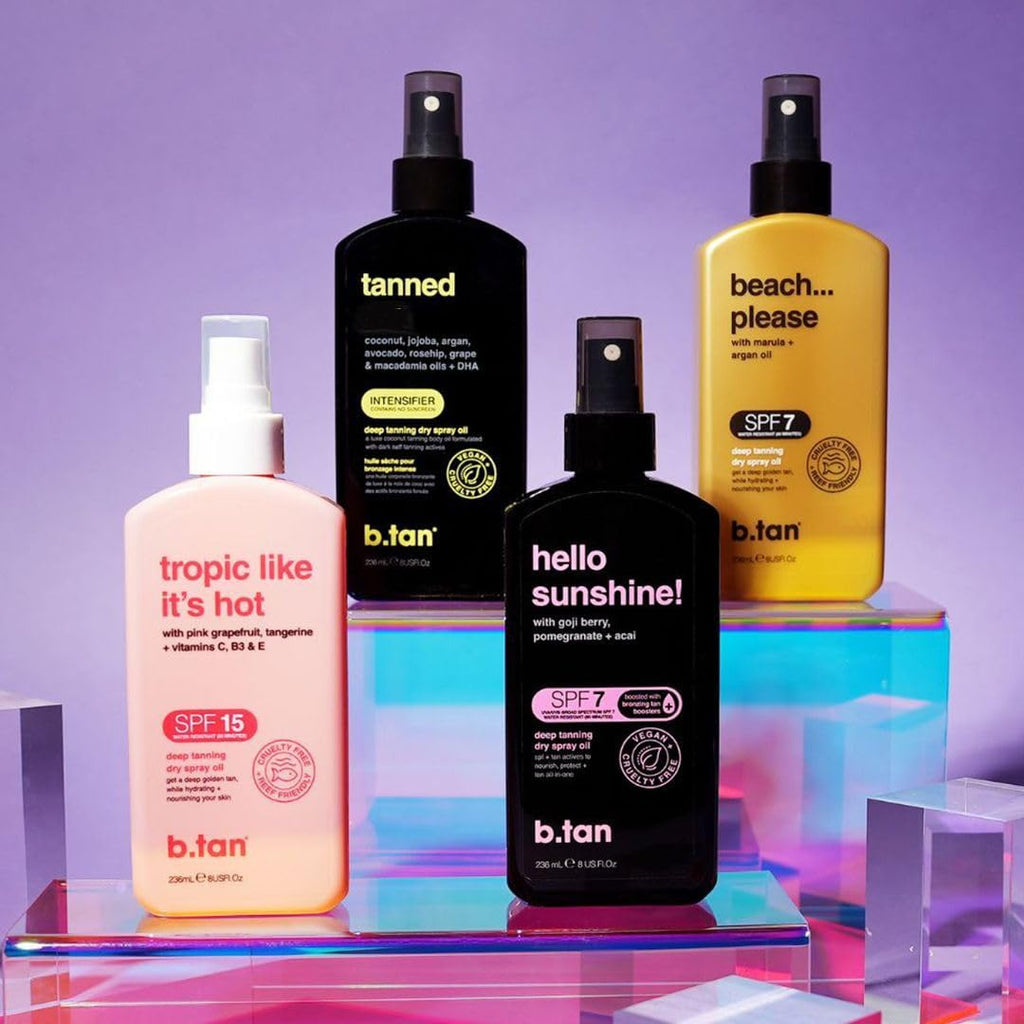 b.tan Tanning Oil & UV Tan Bed Lotion Kit | Fast, Dark Sun Tanner Bundle – No Suntan Protection