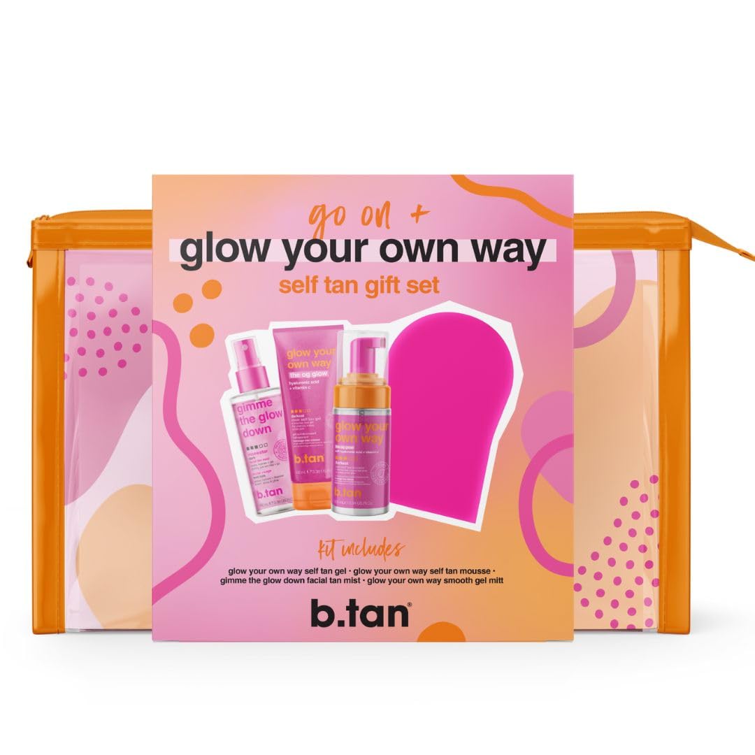 B.TAN Clear Self Tanning Gel Travel Size Kit | Glow Your Own Way Gift Set