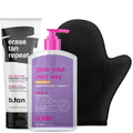 B.TAN Clear Self Tanning Gel & Exfoliating Kit | 1-Hour Express, Transfer-Resistant Ultra Dark Tan | Mitt Included