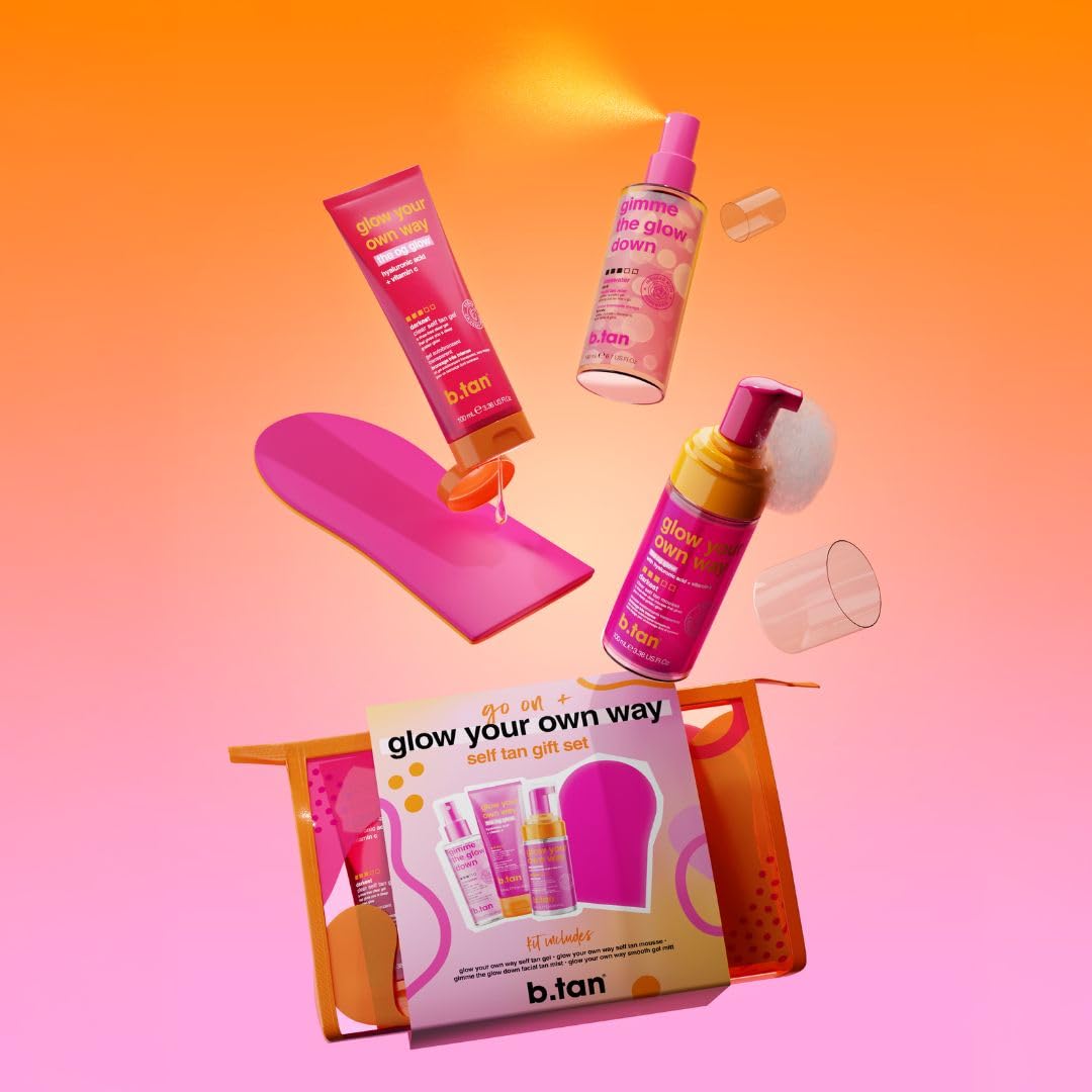 B.TAN Clear Self Tanning Gel Travel Size Kit | Glow Your Own Way Gift Set