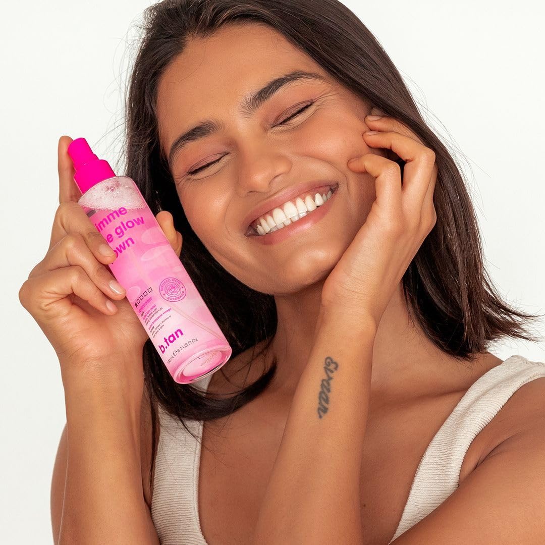 B.TAN Clear Face Tan Mist Bundle – Rosewater Facial Tanner, Buildable Glow, 6.7 fl oz x2
