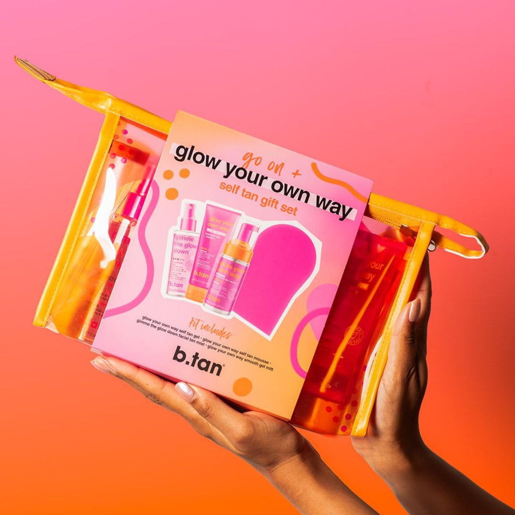 B.TAN Clear Self Tanning Gel Travel Size Kit | Glow Your Own Way Gift Set