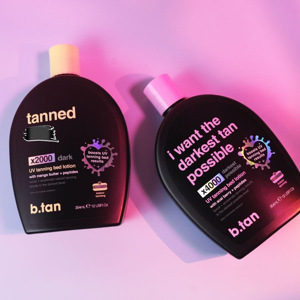 b.tan Tanning Oil & UV Tan Bed Lotion Kit | Fast, Dark Sun Tanner Bundle – No Suntan Protection