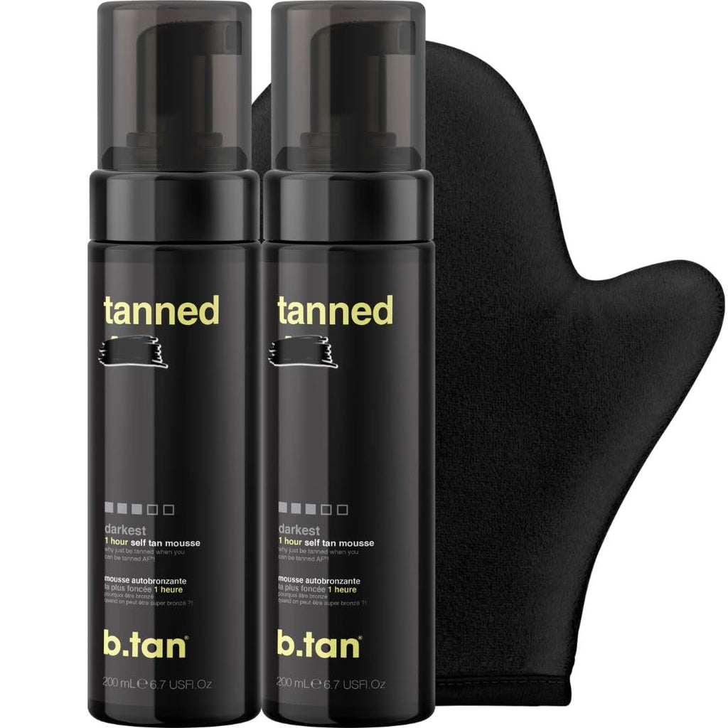 B.TAN Dark Self Tanner Gift Box – 2 Pack Sunless Mousse + 1-Hour Express Tan
