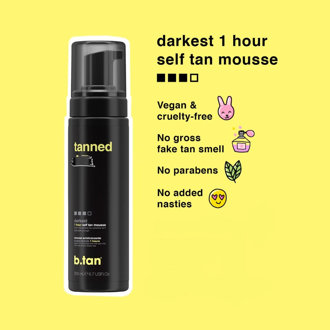 B.TAN Dark Self Tanner Gift Box – 2 Pack Sunless Mousse + 1-Hour Express Tan