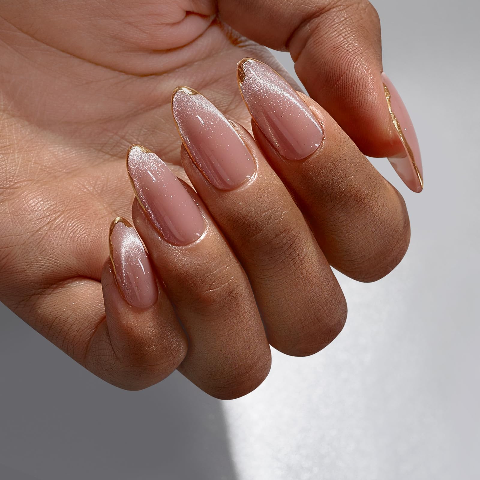 BTArtbox Knightshield Cat Eye Almond Press On Nails – 3D Sculpting, Glossy Finish, 16 Sizes Kit