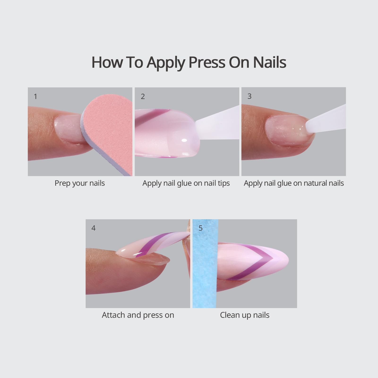 BTArtbox Press On Nails Almond - Neon Gradient Pink Chrome (Short) | 32-Count Glue On Nails Kit