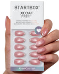 BTArtbox Press On Nails Almond – Gilded Cheer Glitter French Tip Kit (32 Nails + Glue Kit)