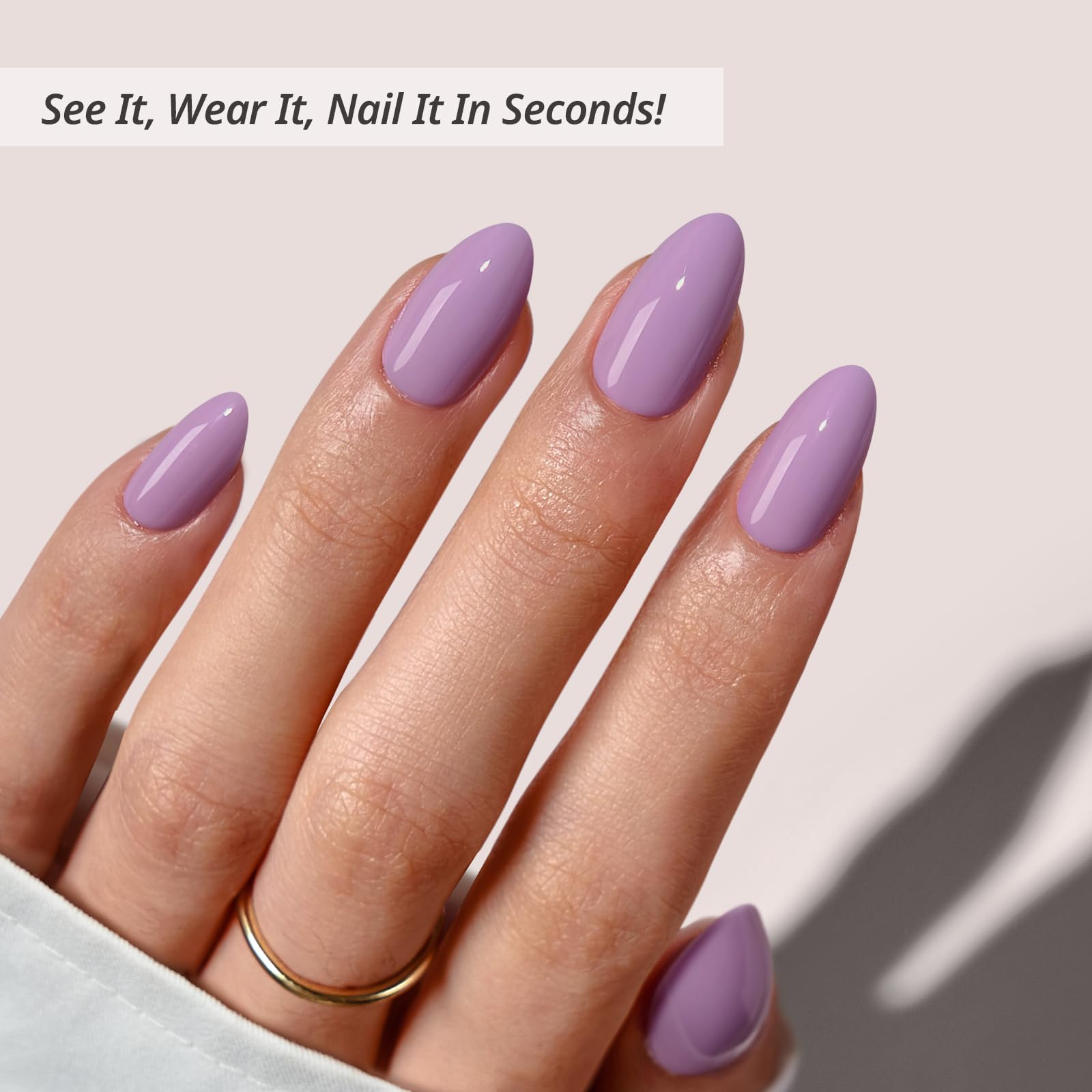 BTArtbox Almond Lavender Purple Short Press On Nails – 32-Count Kit with Glue