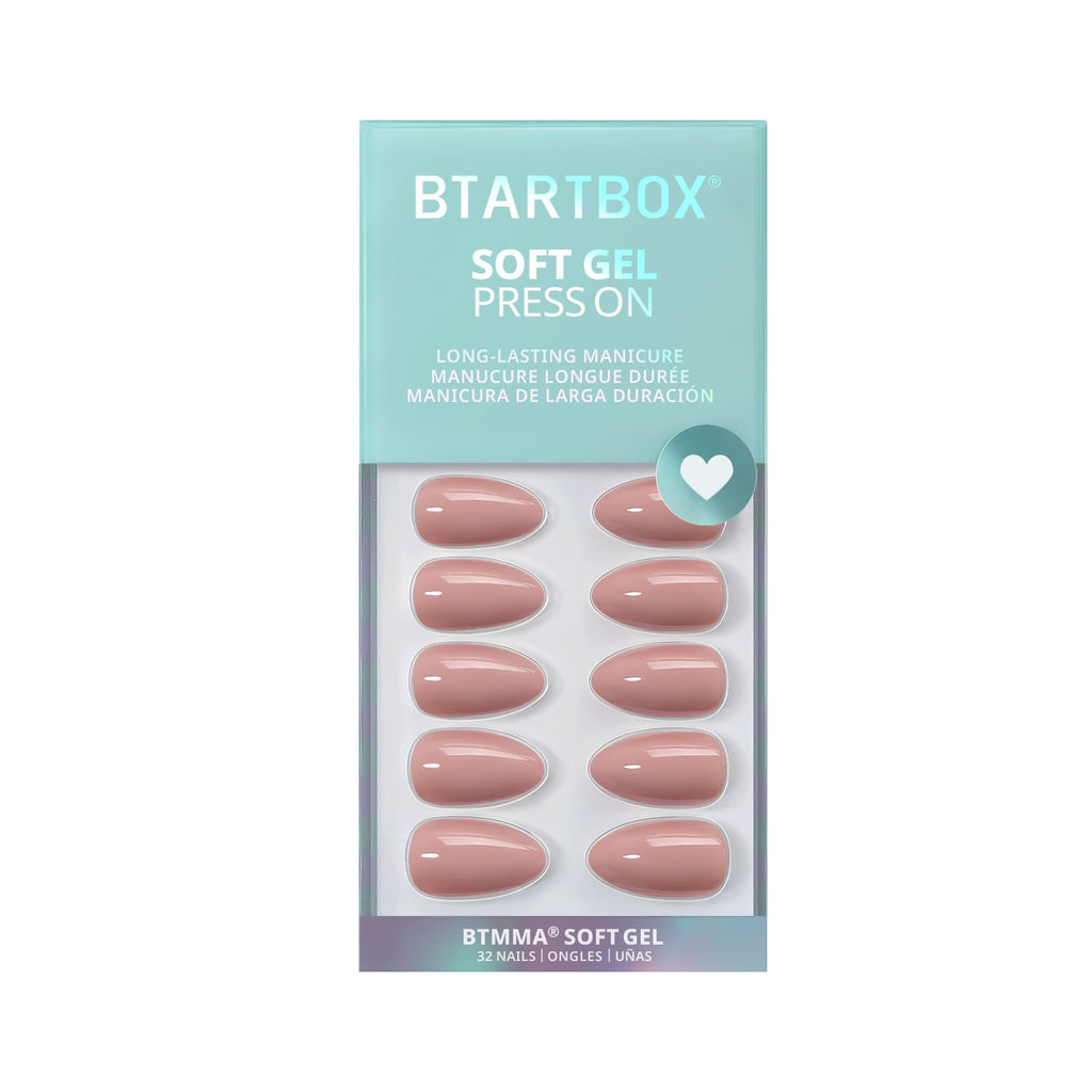 BTArtbox Almond Press On Nails – Flesh Pink Nude Short, Glue Kit