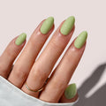 BTArtbox Almond Press On Nails - Pastel Green Short Kit with Glue | 32 Nails, 16 Sizes