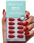 BTArtbox Almond Pastel Red Short Press On Nails – 32 Nails, Glue Included, 16 Sizes